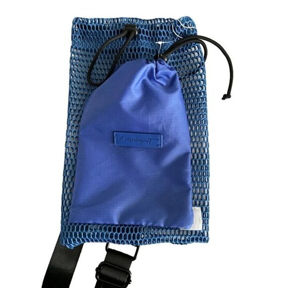 Free People FP Movement Mini Mesh Sling Bag Lupis Blue Double Bag Design NEW! - Picture 4 of 12
